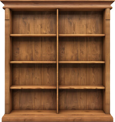 Wooden bookshelf with empty shelves
