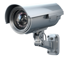 High quality security camera with sleek design, featuring metallic finish and protective cover. Ideal for surveillance in various settings, ensuring safety and monitoring