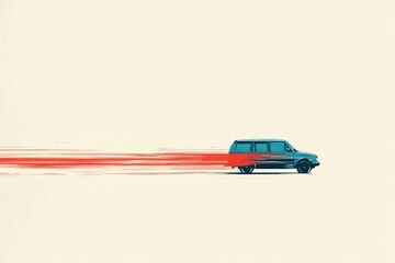 A stylized illustration of a retro car racing forward, capturing the essence of speed and nostalgia, blending color and motion to evoke a sense of thrill and adventure.