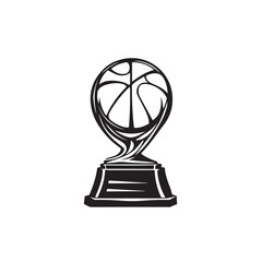 Classic Basketball Trophy Line Art Drawing
