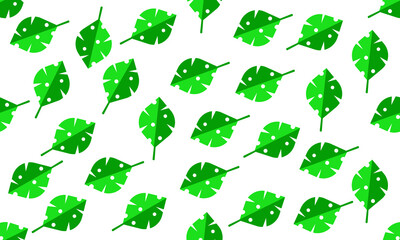 Fototapeta premium A set of beautiful bright green leaves on a white background. An element for printing, postcards, posters. Vector illustration