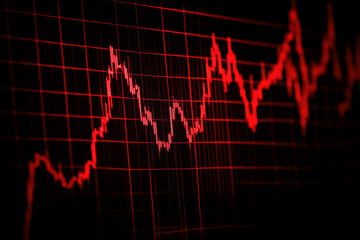 Red stock market chart shows dramatic price decline financial data analysis investment risk
