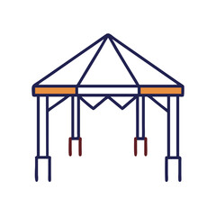 Tiny tent-like pavilion icon with structural supports and canopy lines