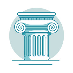 Icon of a classical Greek column with fluted shaft and ornate capital, flat design style.