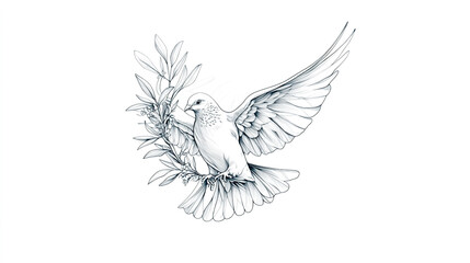 Obraz premium A dove carrying an olive branch in flight