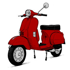 Colorful vector illustration of an old scooter motorcycle