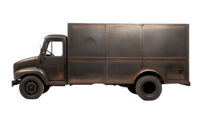 Rusty delivery truck, side view