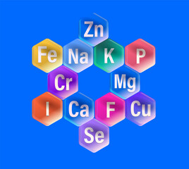 Set of microelements (minerals) useful for human health