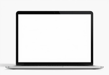 Realistic laptop mockup with blank screen isolated on white background, perspective laptop mock up.