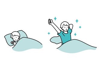 睡眠　快眠　ライフスタイル　男性イラストセット
