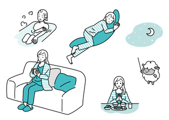 睡眠　健康イラストセット
