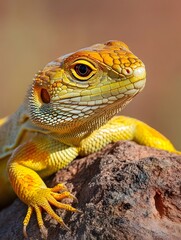 Fototapeta premium Close-Up Macro Photography of a Colorful Bearded Dragon Lizard in its Desert Habitat - Nature Reserve Wildlife and Herpetology