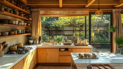 Sunlit Modern Kitchen, Garden View