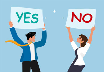 Business Decision Making Concept with Yes and No Signs Vector Illustration