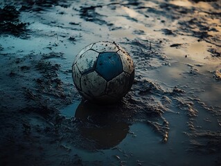 Muddy Soccer Field during Wet Weather – Vintage Outdoor Sports Recreation and Exercise Scene
