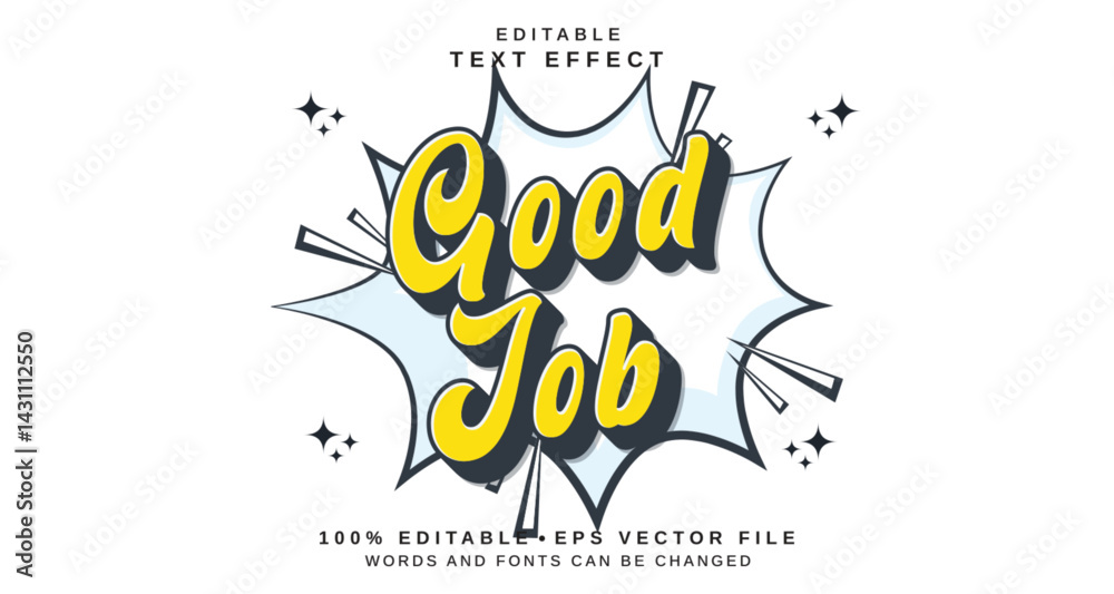 Poster editable text style effect - good job text style theme.