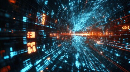 Fototapeta premium Digital Tunnel: A Journey Through Cyberspace