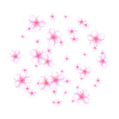 Hand drawn watercolor cherry blossom round label wreath frame border isolated on white background. Can be used for postcard, album, scrapbook and other printed products.