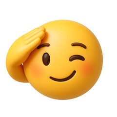 3D saluting emoji with a confident wink and raised hand, ideal for showing respect, greeting, or honor on transparent background
