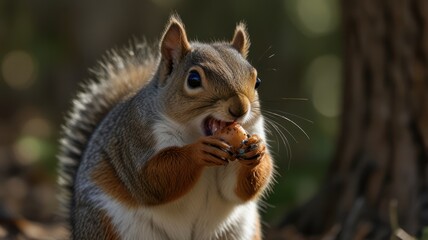 Fototapeta premium Squirrel eating nut in park