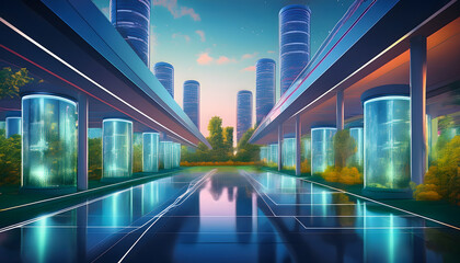 Fototapeta premium 007-013-134-Smart lighting systems for energy-efficient campuses.. Emphasize the negative space on the l (2)