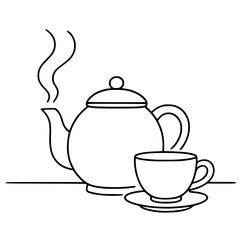 Obraz premium Tea Cup with Tea Bag Illustration – Cozy Beverage and Wellness Icon