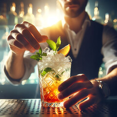Bartender Making Cocktail