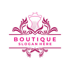 Vintage Boutique Fashion women logo design icon vector template