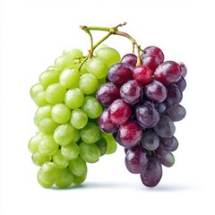 Fototapeta premium Fresh green and red grapes isolated on white background