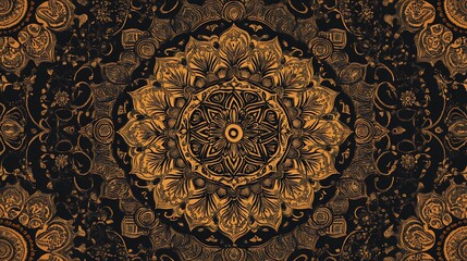 Intricate Golden Mandala: A Darkly Elegant Ornate Design