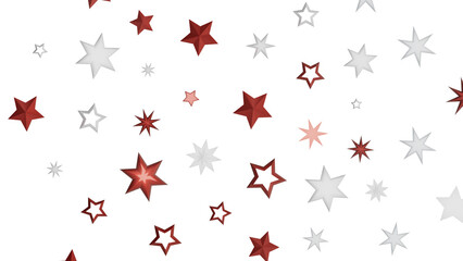 A simple abstract design featuring red and white stars on a black background.