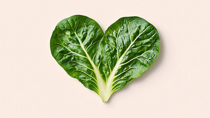Fresh green leaves shaped like heart, symbolizing love for nature and healthy living