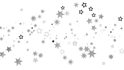 Scattered Silver Stars on Black Background