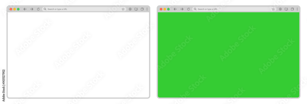Wall mural browser window website mockup template with png and green screen or chroma key screen, featuring fra