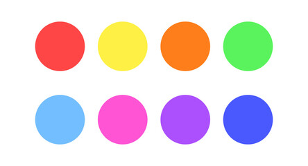 A collection of colourful circle elements on a transparent background