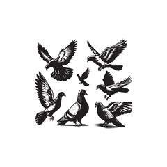 Pigeon silhouette vector art illustration.