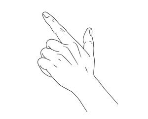 指差しジェスチャーの手・線画ベクター素材
