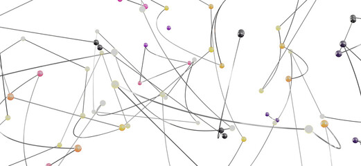 Colorful nodes and lines representing network connections, data flow, or technology.