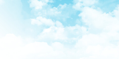 Sky Blue, Cloud Background, Horizon summer clear sky. Vector landscape nature image. 