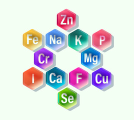 Set of microelements (minerals) useful for human health