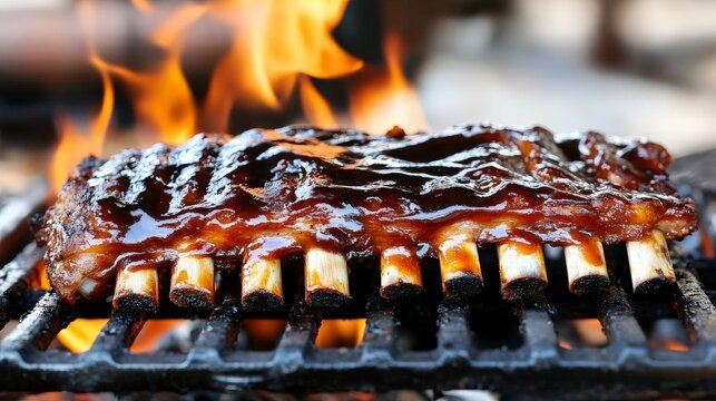 Barbecue Ribs on Grill
