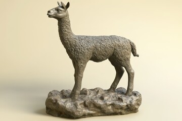 Detailed rendering of a stylized llama sculpture.