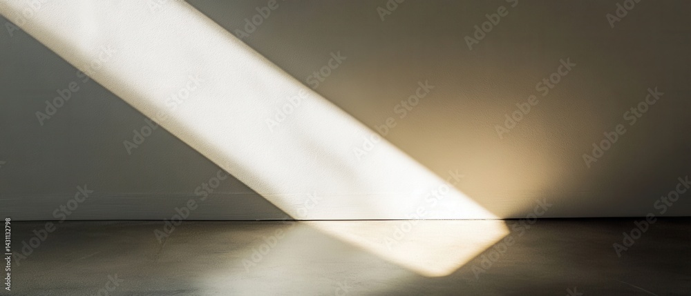 Poster sunlight streaming through window casting a beam of light on the wall and floor creating a minimalis