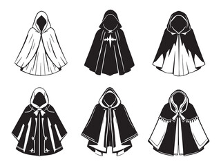 Cape line art illustration sophisticated black and white artwork design