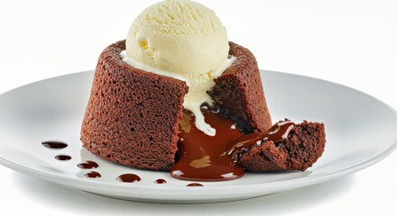 Chocolate lava cake with vanilla ice cream