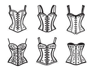 Corset line art elegant feminine design sketch for fashion lovers