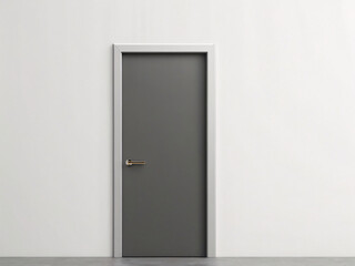 Gray door mock up isolated on white background, copy space