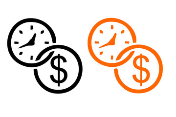 Time is Money Line Icon, Outline Vector Symbol Illustration