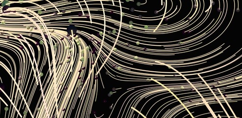 Dynamic abstract background with swirling lines, dots, and a dark color scheme. Perfect for tech, design, or modern them