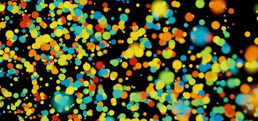 Abstract background with vibrant, colorful bubbles floating on a black backdrop.